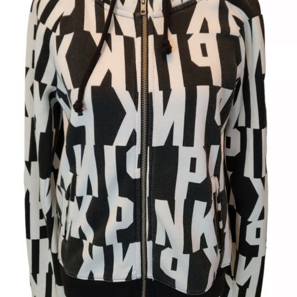 PINK Victoria's Secret Black and White Monogram Hoodie